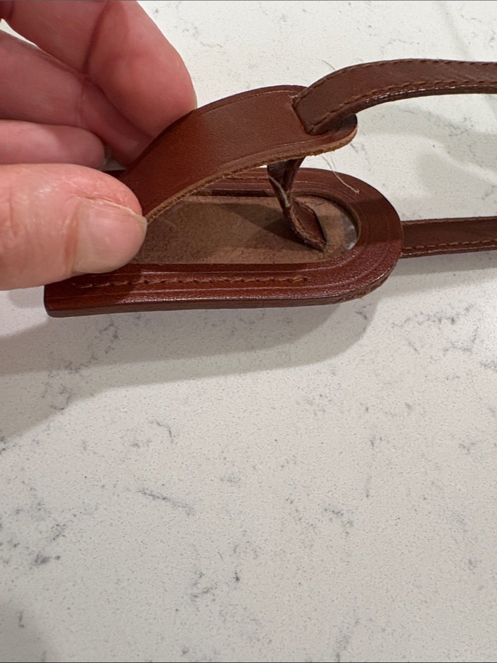 Lauren Ralph Lauren Brown Leather Luggage Tag with Embossed RLL - Picture 5 of 6